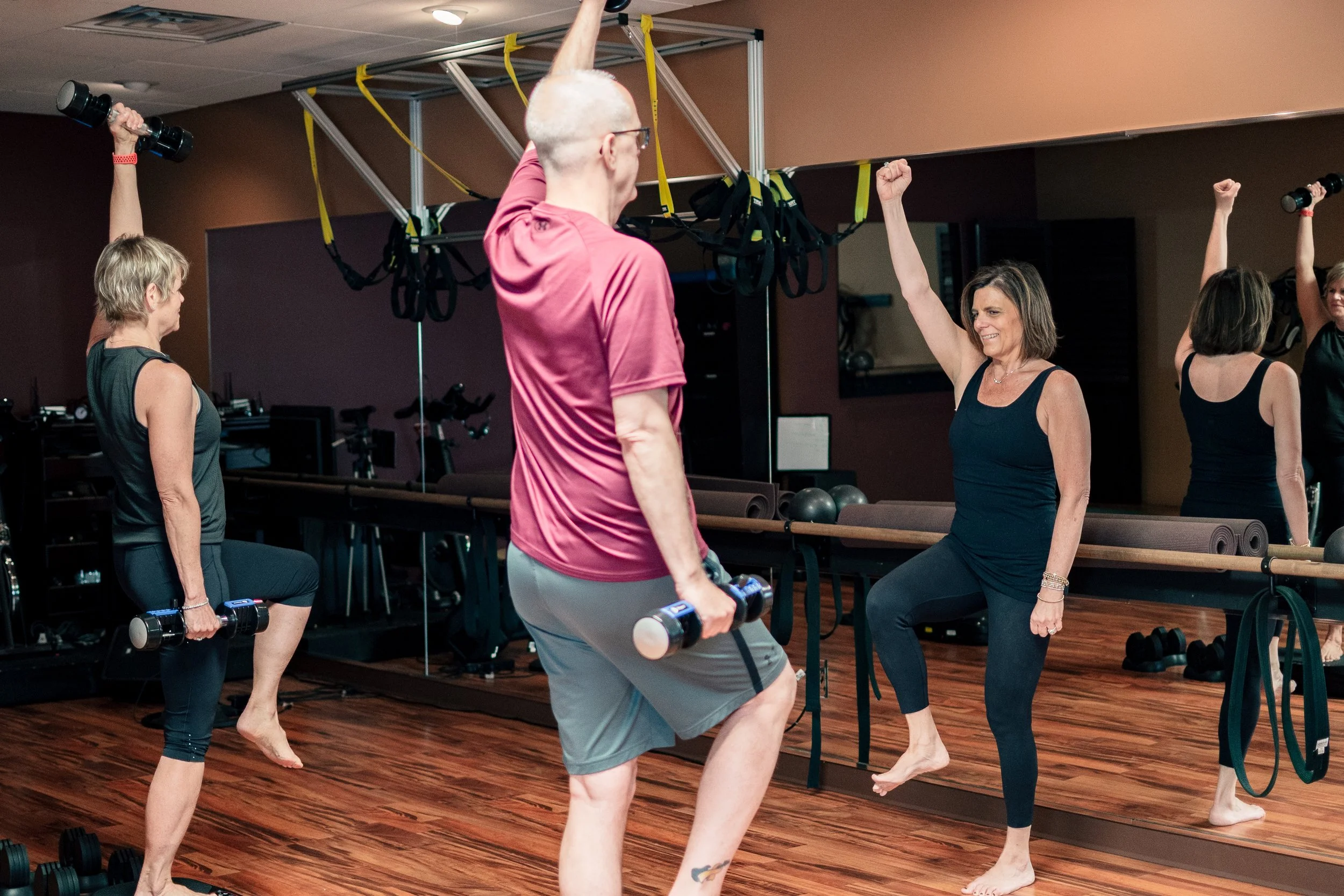 Rebecca Bell teaching BoneWise class for osteoporosis ti improve strength, balance and bone strength. Class also uses vibration