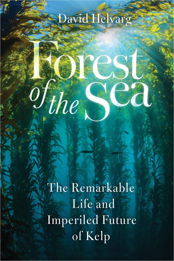 Book cover titled "Forest of the Sea" by David Helvarg, featuring an underwater scene with kelp forest and sunlight filtering through the water.