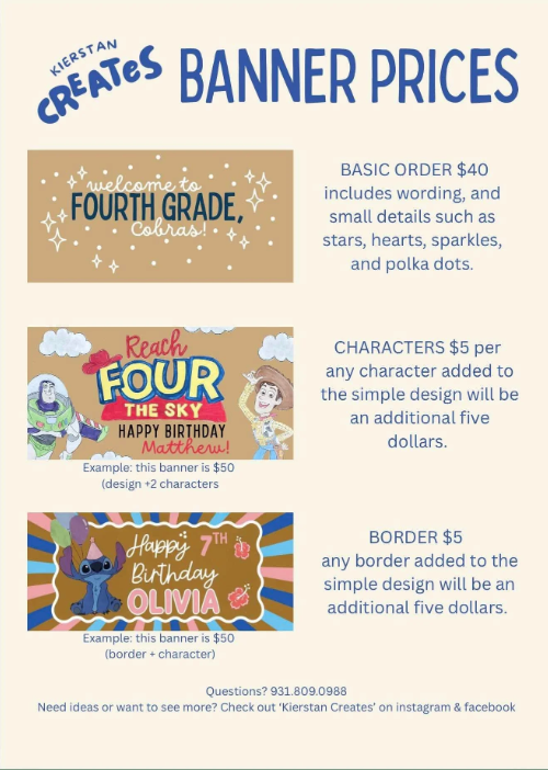 Kierstan Creates custom birthday banners for your special day