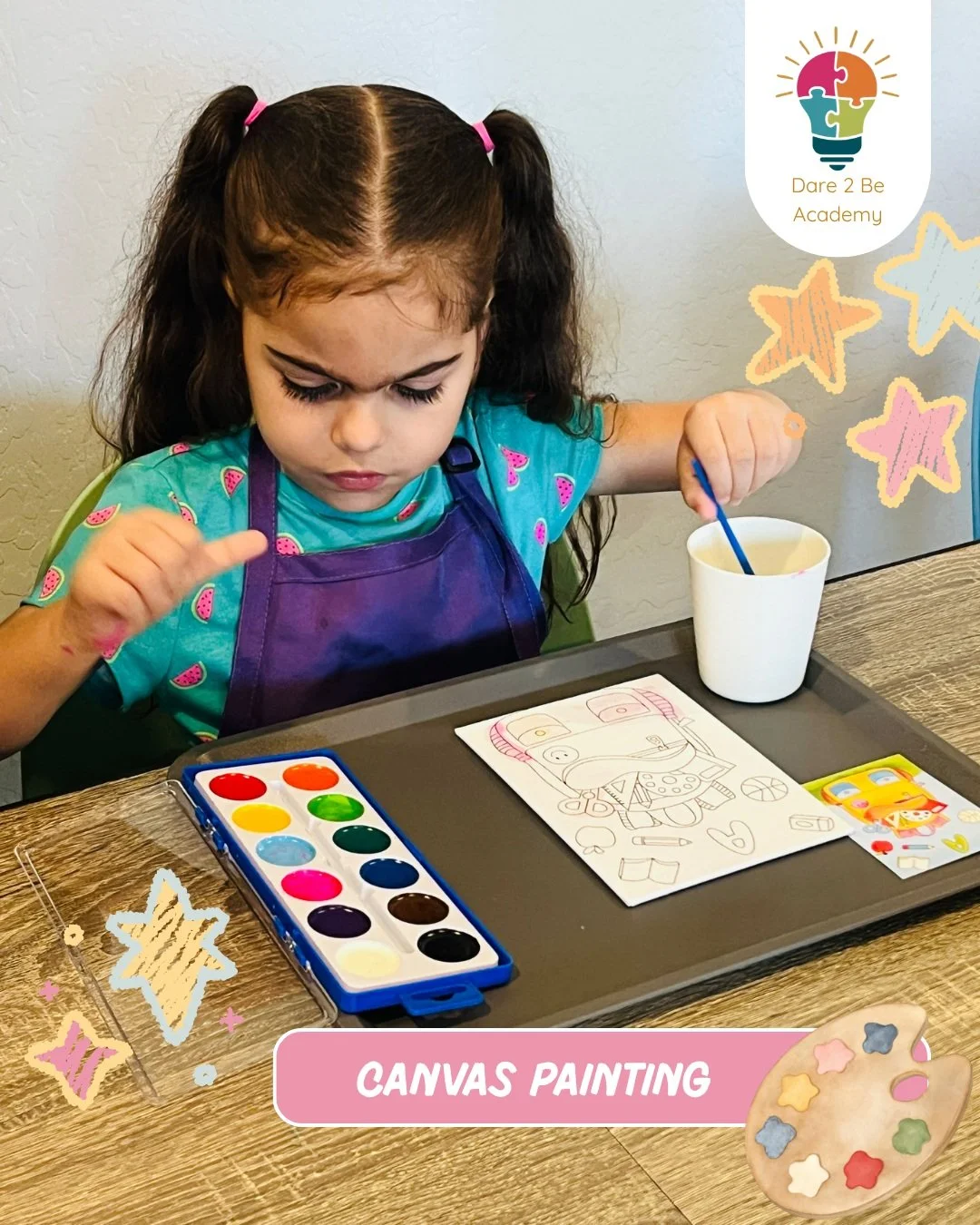 Every brushstroke tells a story.

During Canvas Painting, our students explored colors and creative expression while strengthening fine motor skills and building confidence in every brush stroke.

Art gives children the freedom to experiment, make ch