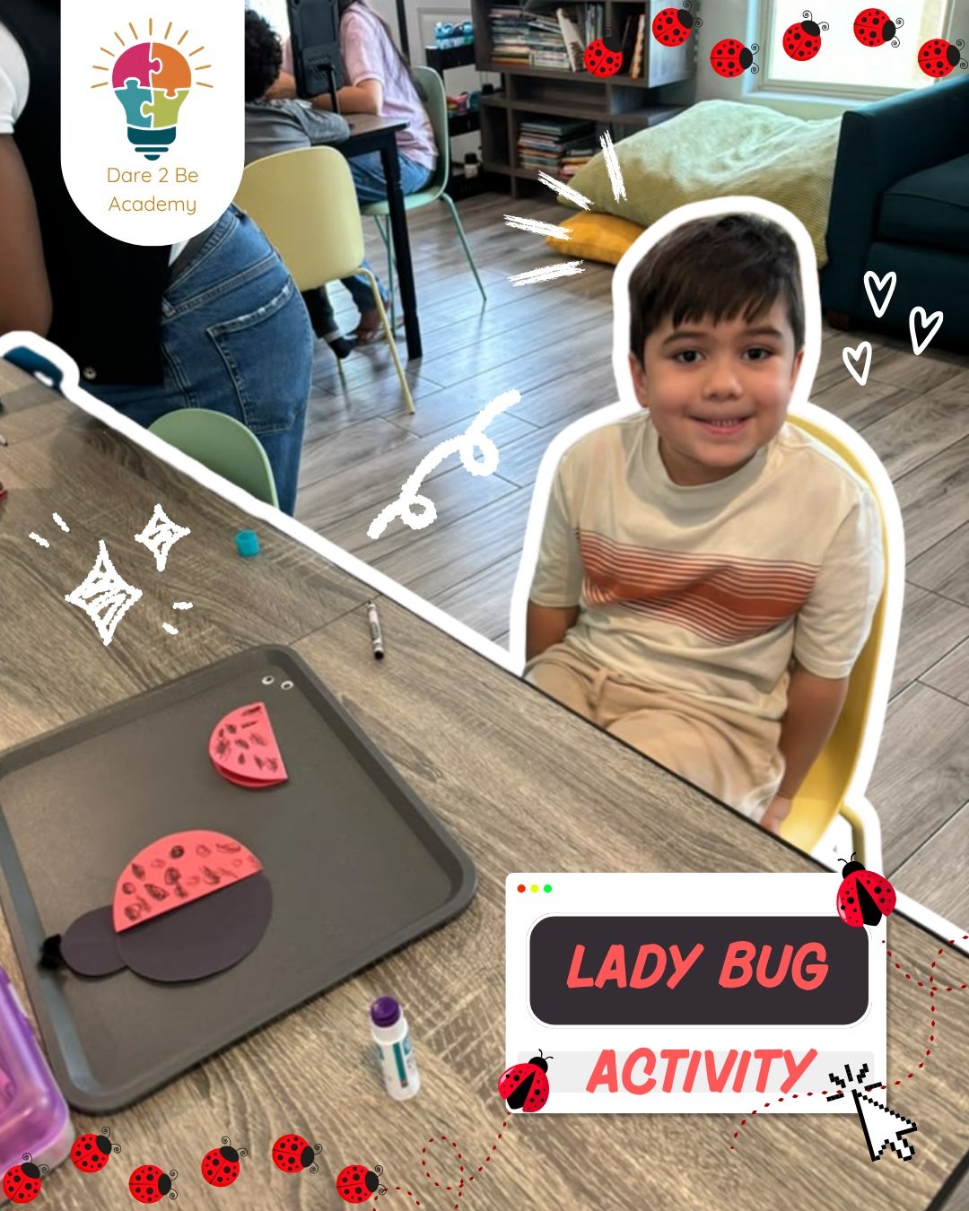 🐞✨ Creating, Exploring &amp; Daring to Be!

Our little learners had a bug-tastic time with this hands-on ladybug arts &amp; crafts activity! ❤️🖤 Through cutting, gluing, creating, and exploring, students had the opportunity to express their creativ
