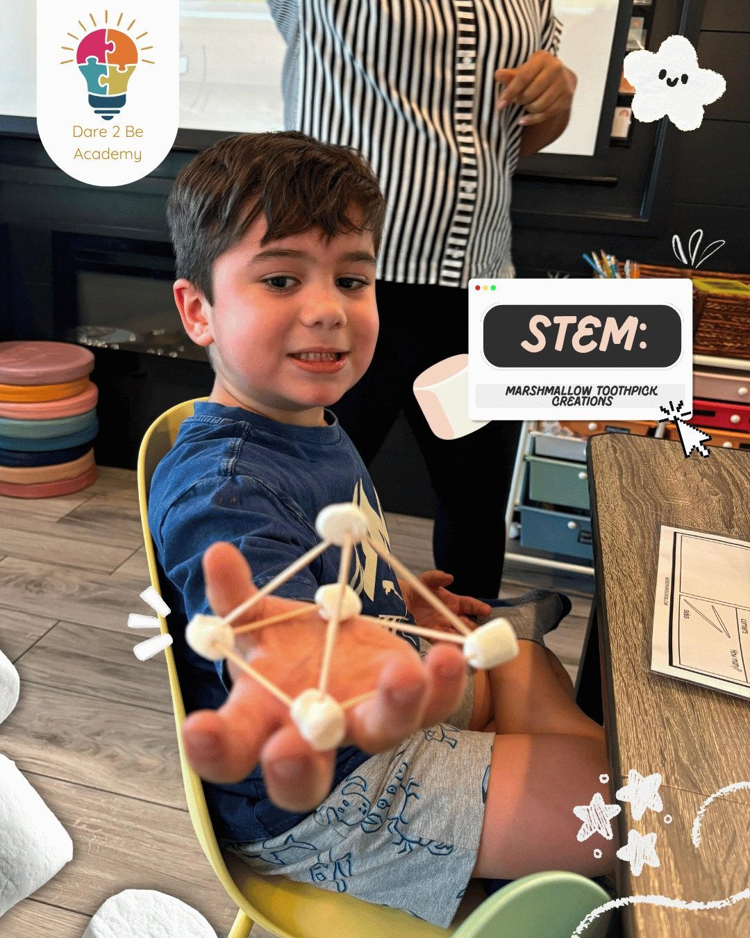 Sometimes the softest touch builds the strongest foundation! ☁️✨ Just like marshmallows, we stay soft and gentle with our little learners while building them to reach new heights.

During our Marshmallow Toothpick Creations STEM activity, our little 