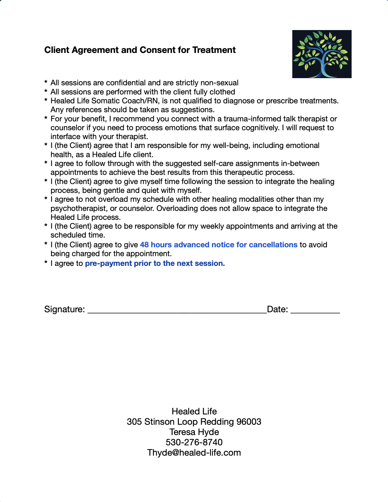 Somatic Coaching Consent Form