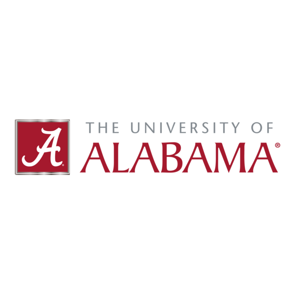 University of Alabama logo with a red block featuring a white letter 'A' and the words 'The University of Alabama' to the right.