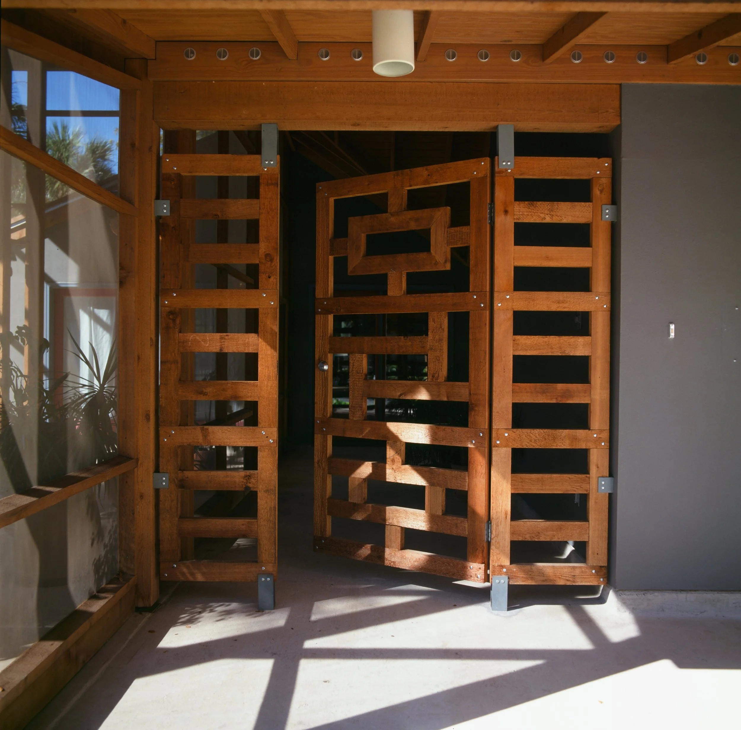 Entry gate, Madison Street Residence, San Antonio, Texas, 1995. Photo by Angela Cousins