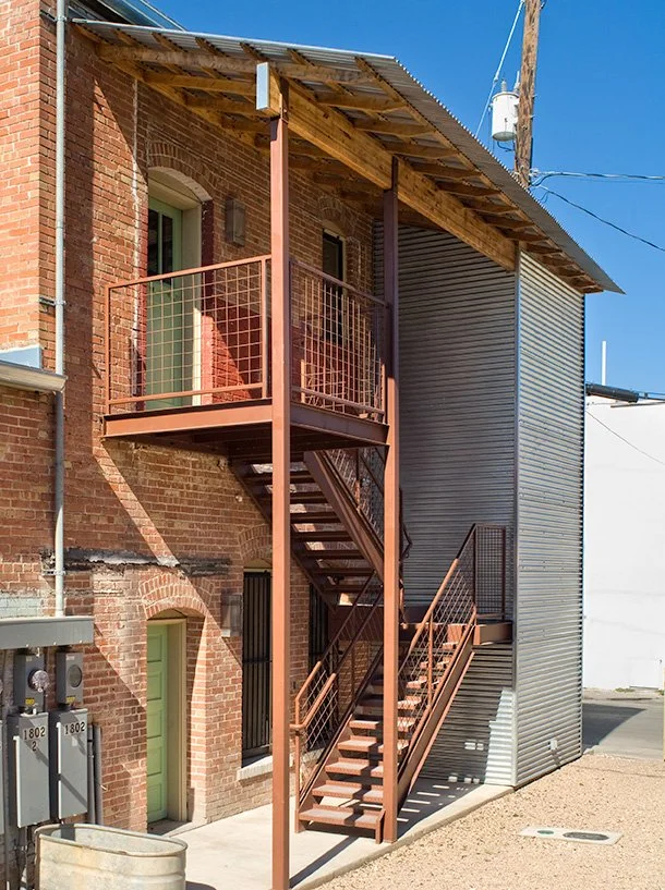 Fire Escape Corner, Devine Street Residence, San Antonio, Texas, 2009. Photo by Chris Cooper Photography