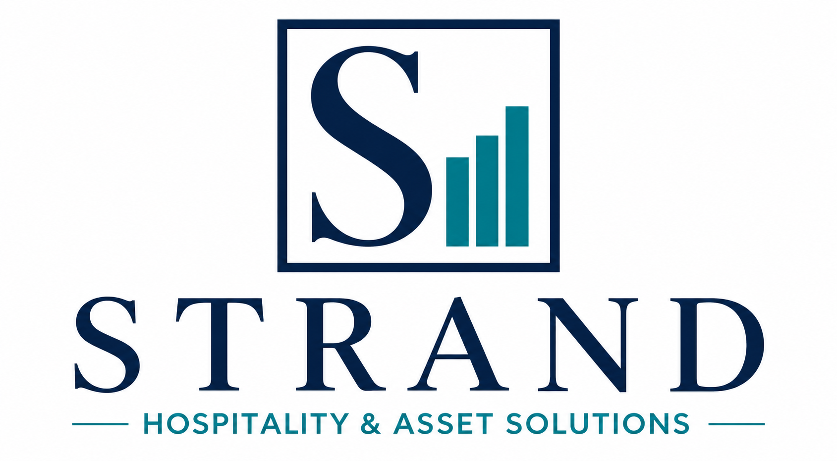 Logo for Strand Hospitality & Asset Solutions featuring a large S with a bar graph inside, and the company name below.