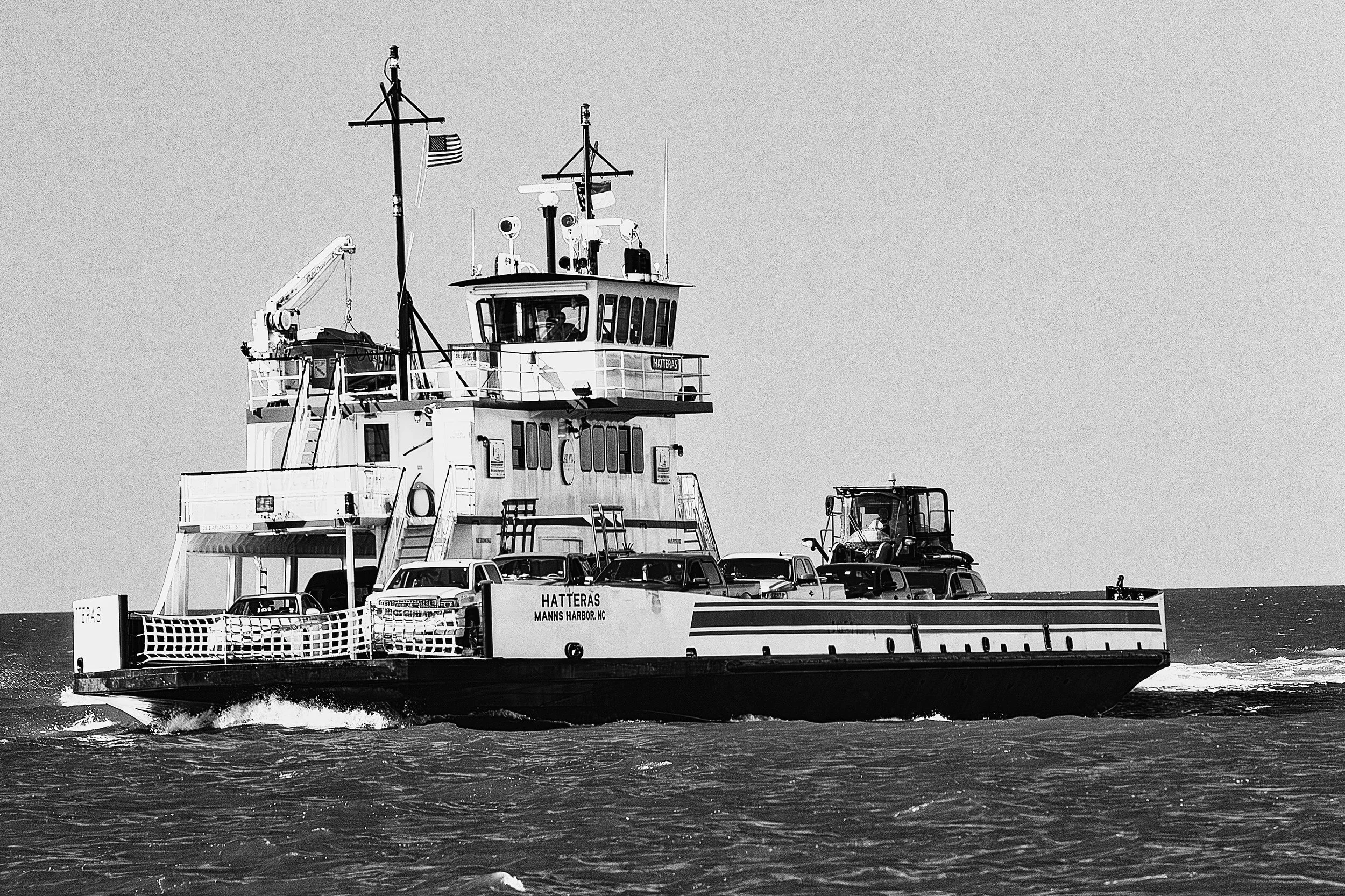 "Scenes from the Hatteras–Ocracoke Ferry"-The Hatteras–Ocracoke Ferry crosses the sound with a steady rhythm, connecting the islands and the people of North Carolina’s Outer Banks. 
