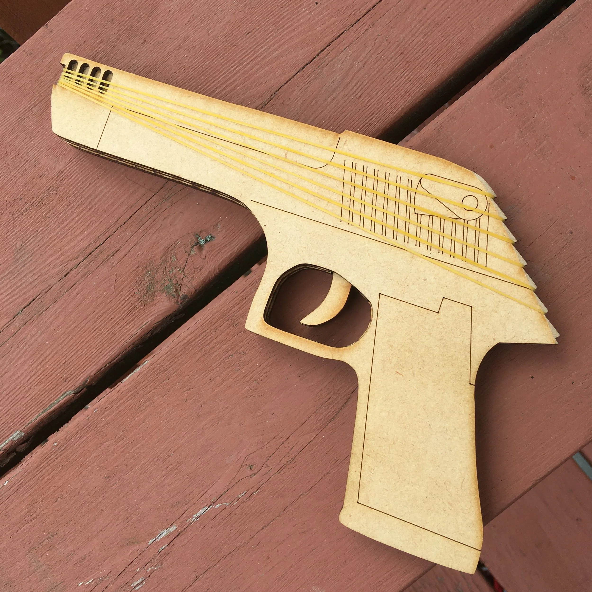 Kids can put the pieces together themselves to create a fun toy to shoot rubber bands.