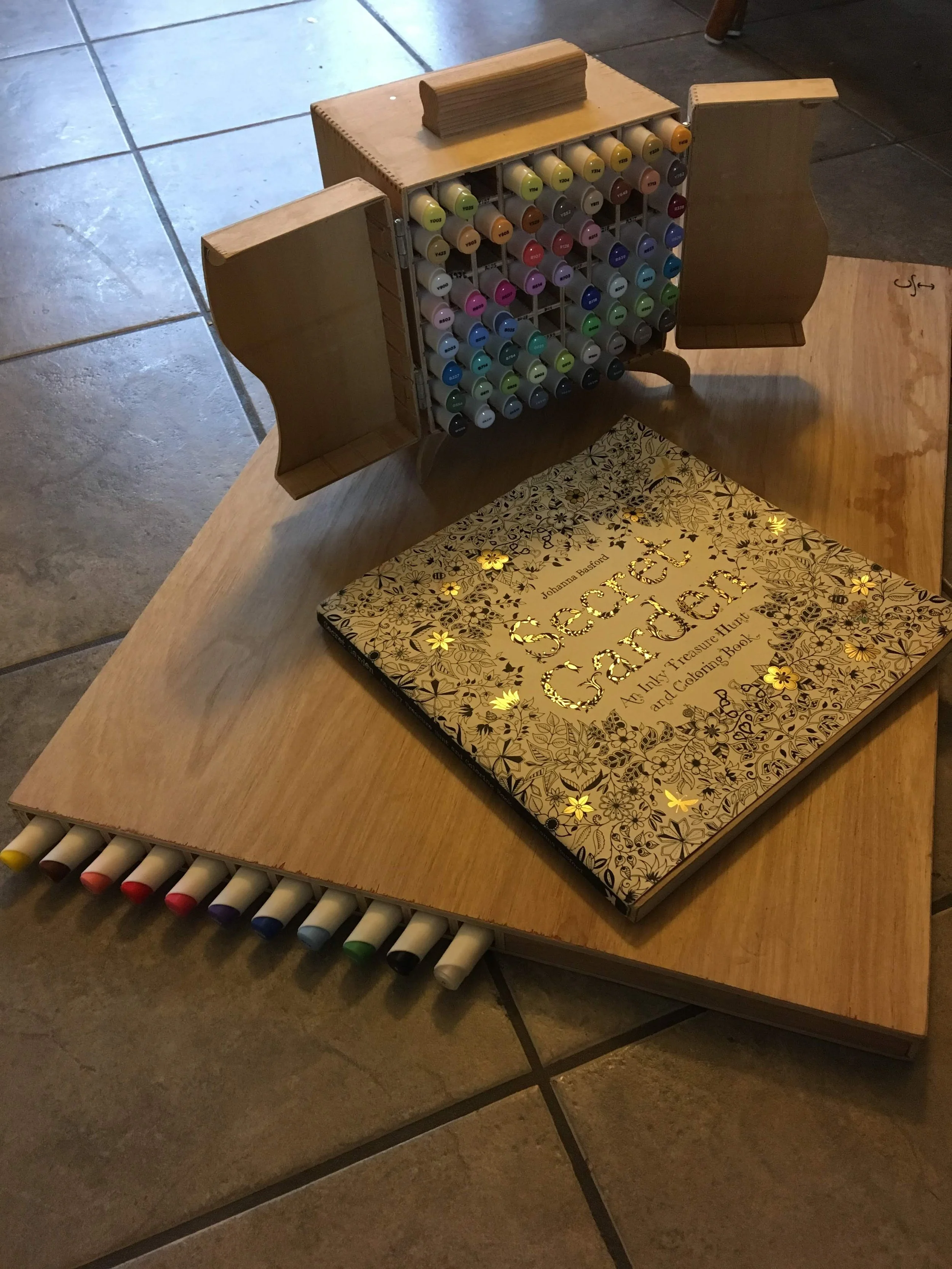 Marker holder and coloring desk