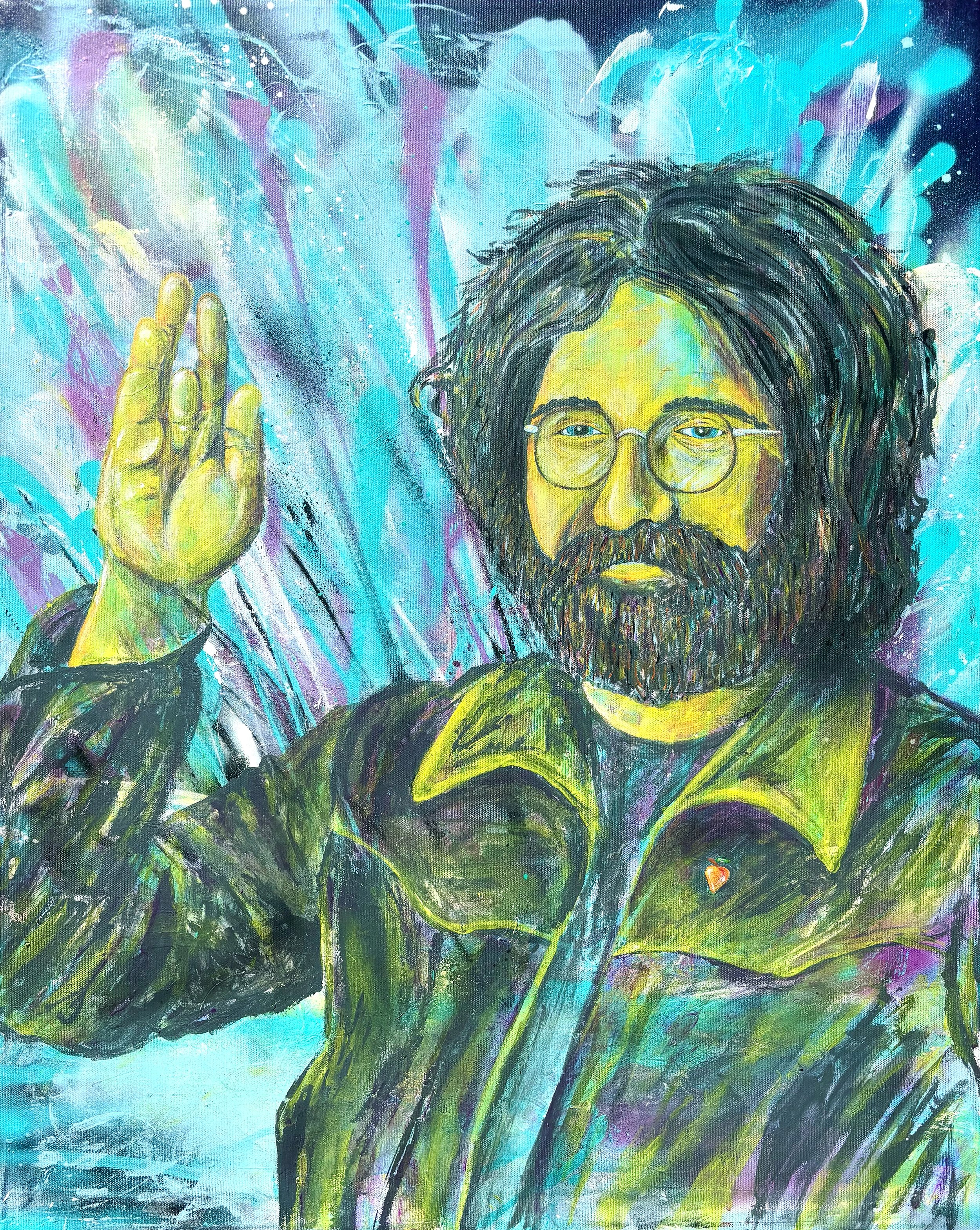 Jerry Garcia Waving Portrait - Original Painting