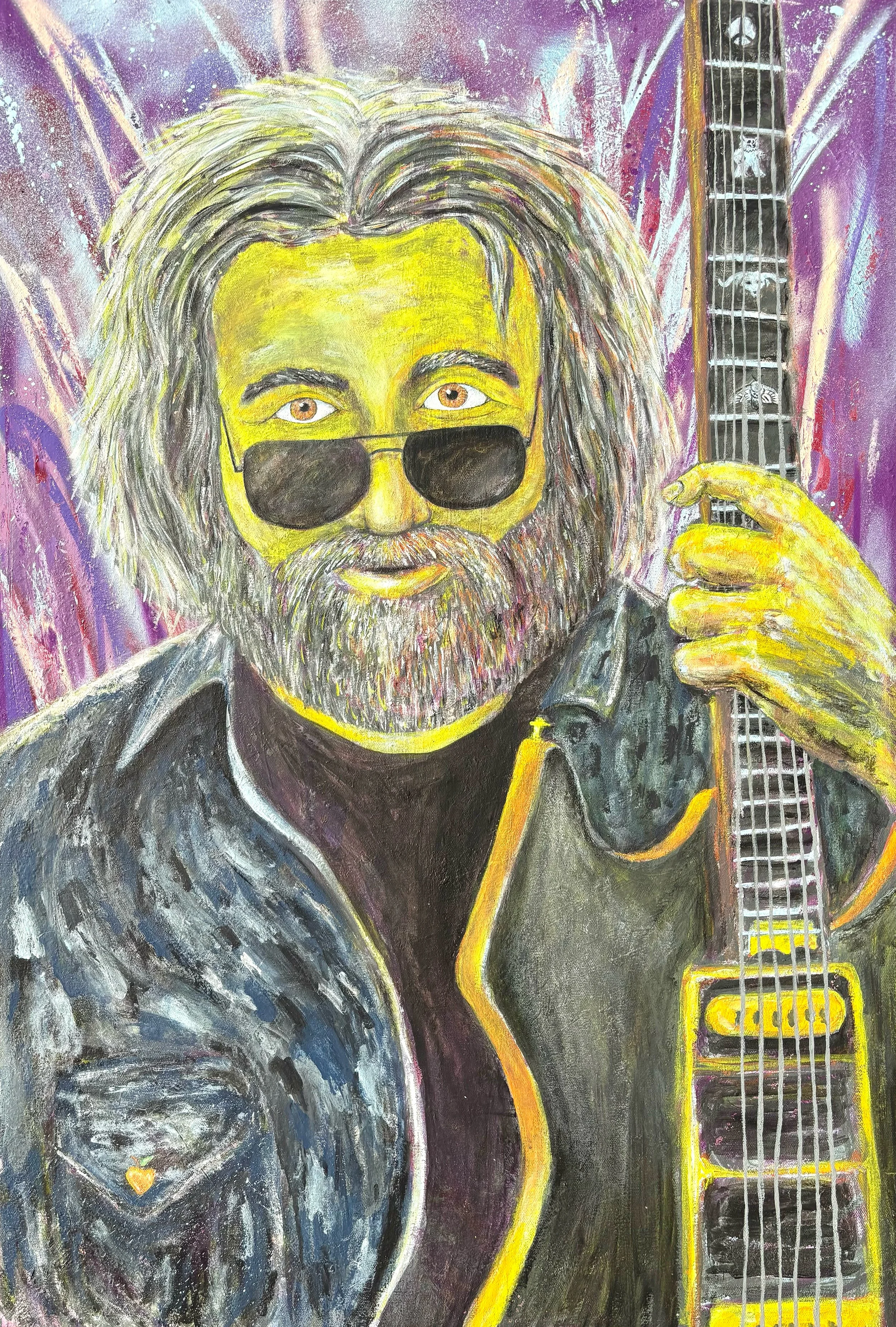 Jerry Garcia with The Tiger Guitar - Original Painting