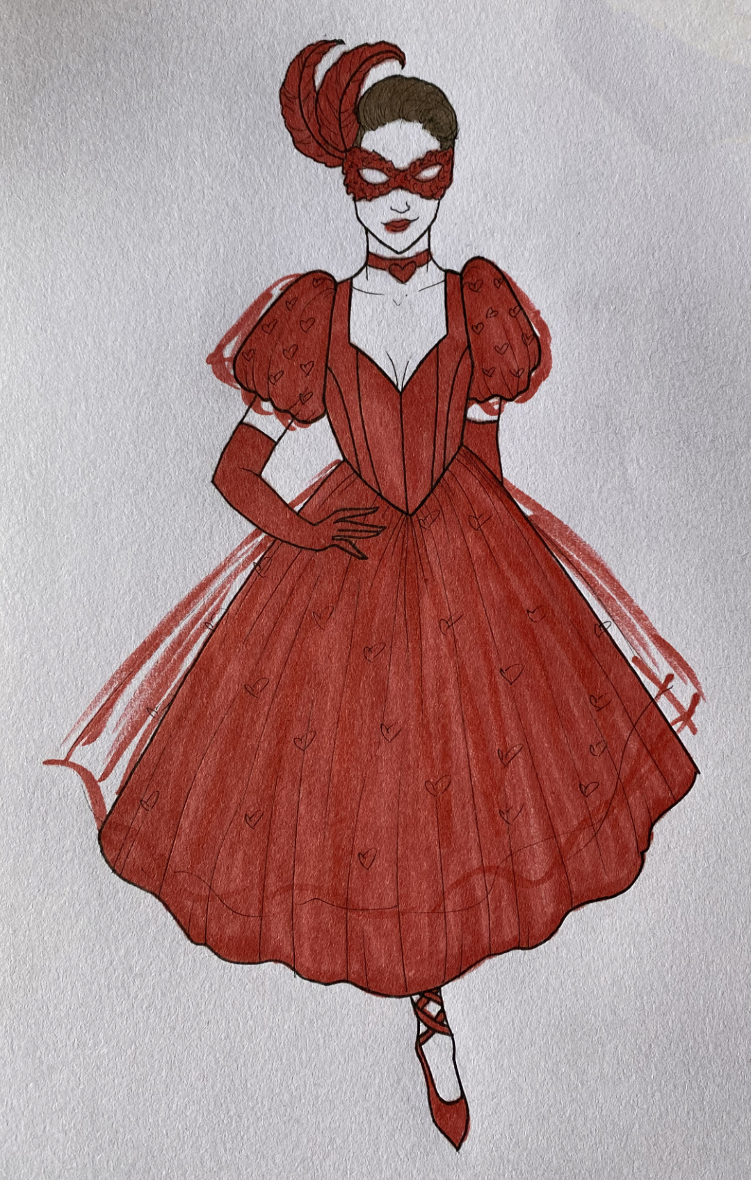 Design sketch for a Valentine's Masquerade Ball
