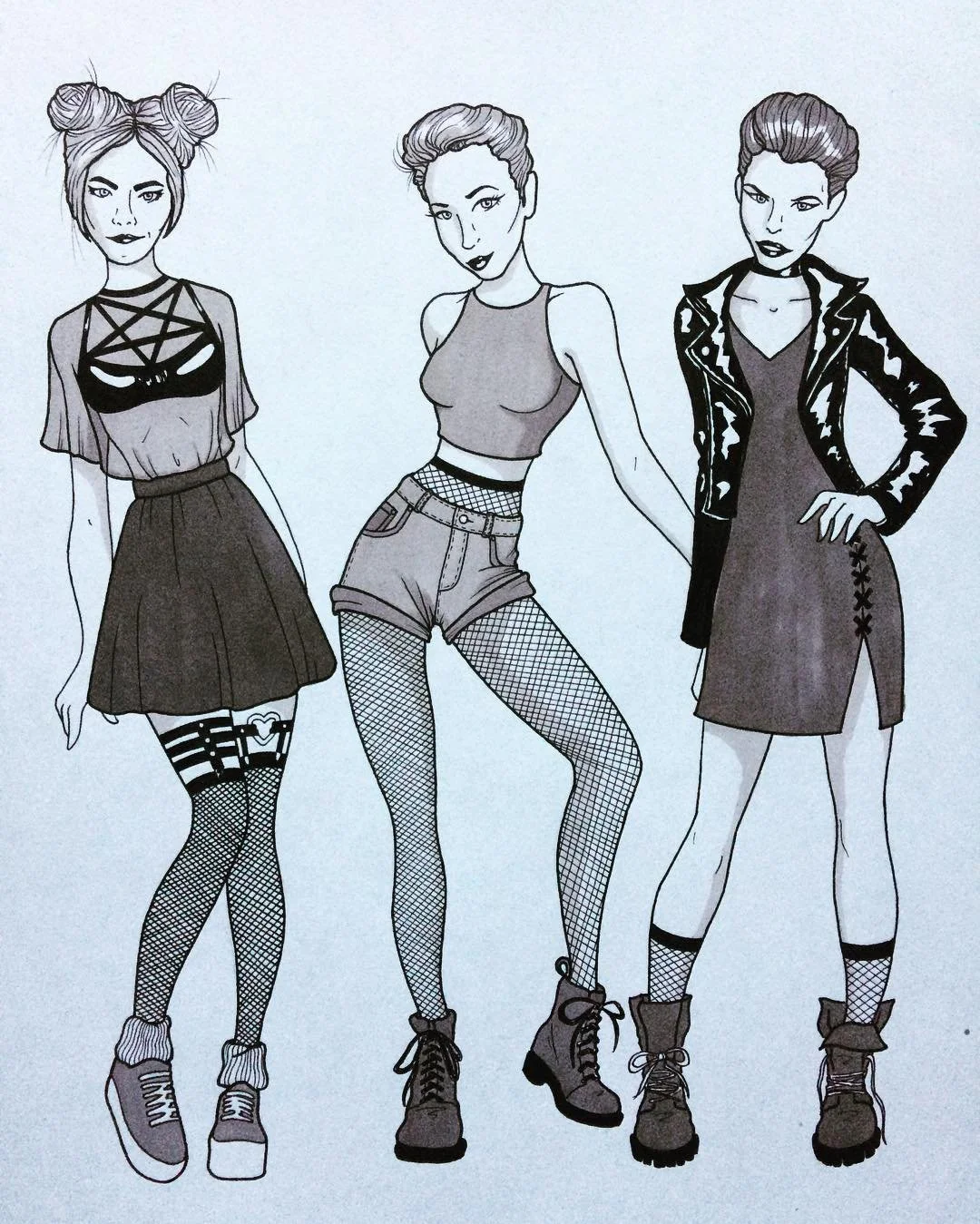Various fashion sketches for personal projects