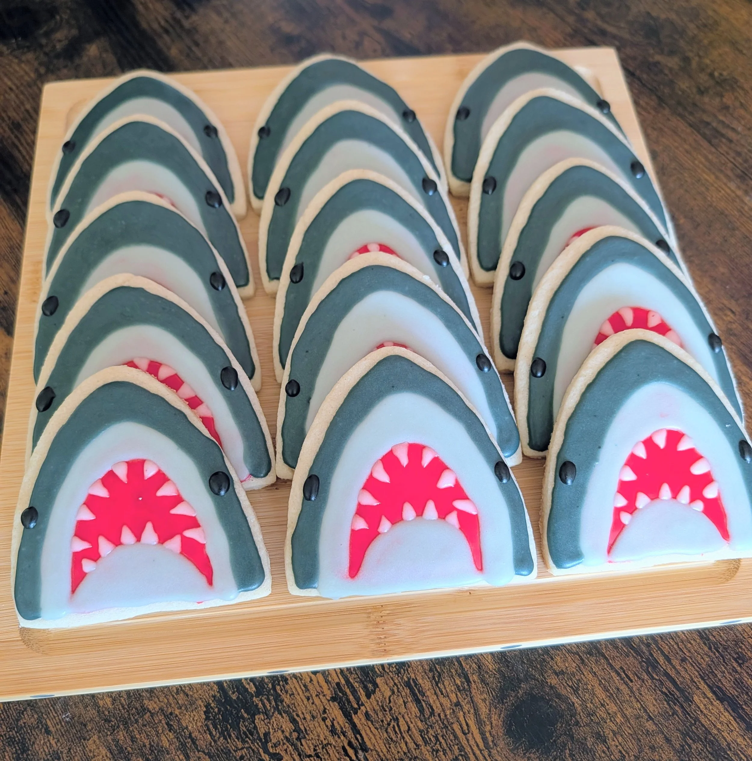Themed sugar cookies for a "Jaws" movie night