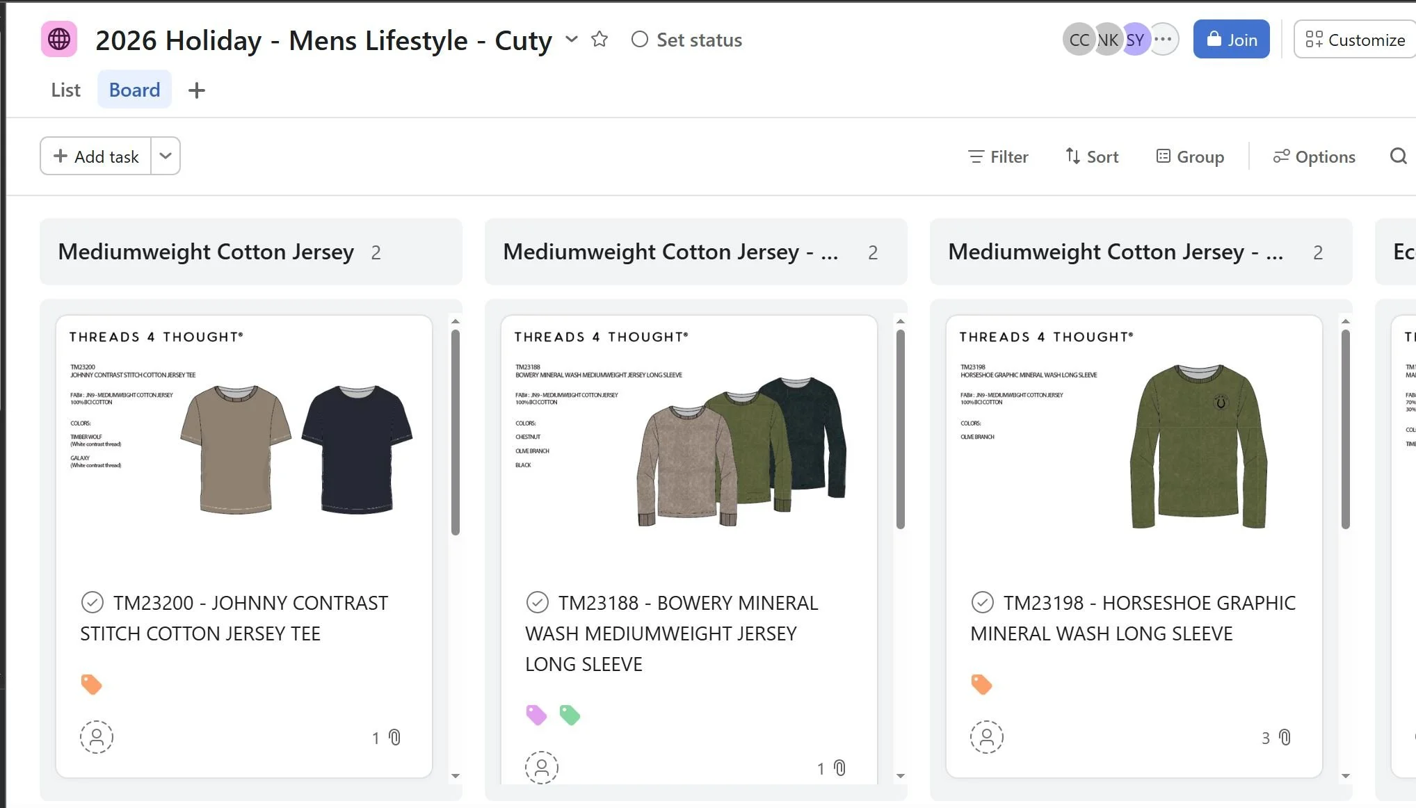 Example of factory communication for development styles on Asana