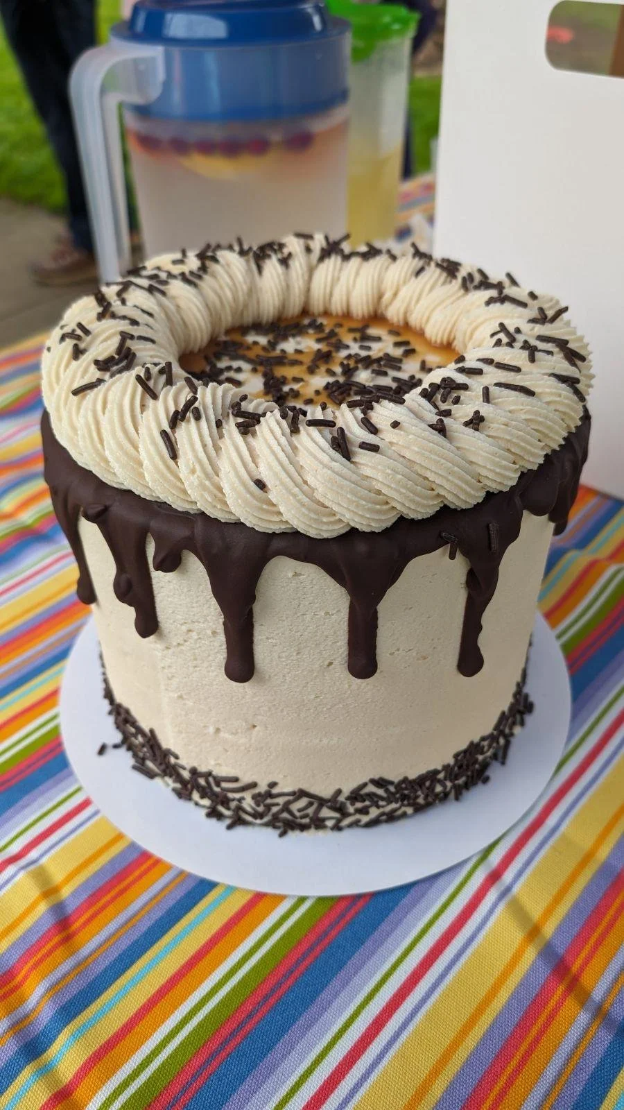 Vanilla Chocolate Chip Caramel Cake