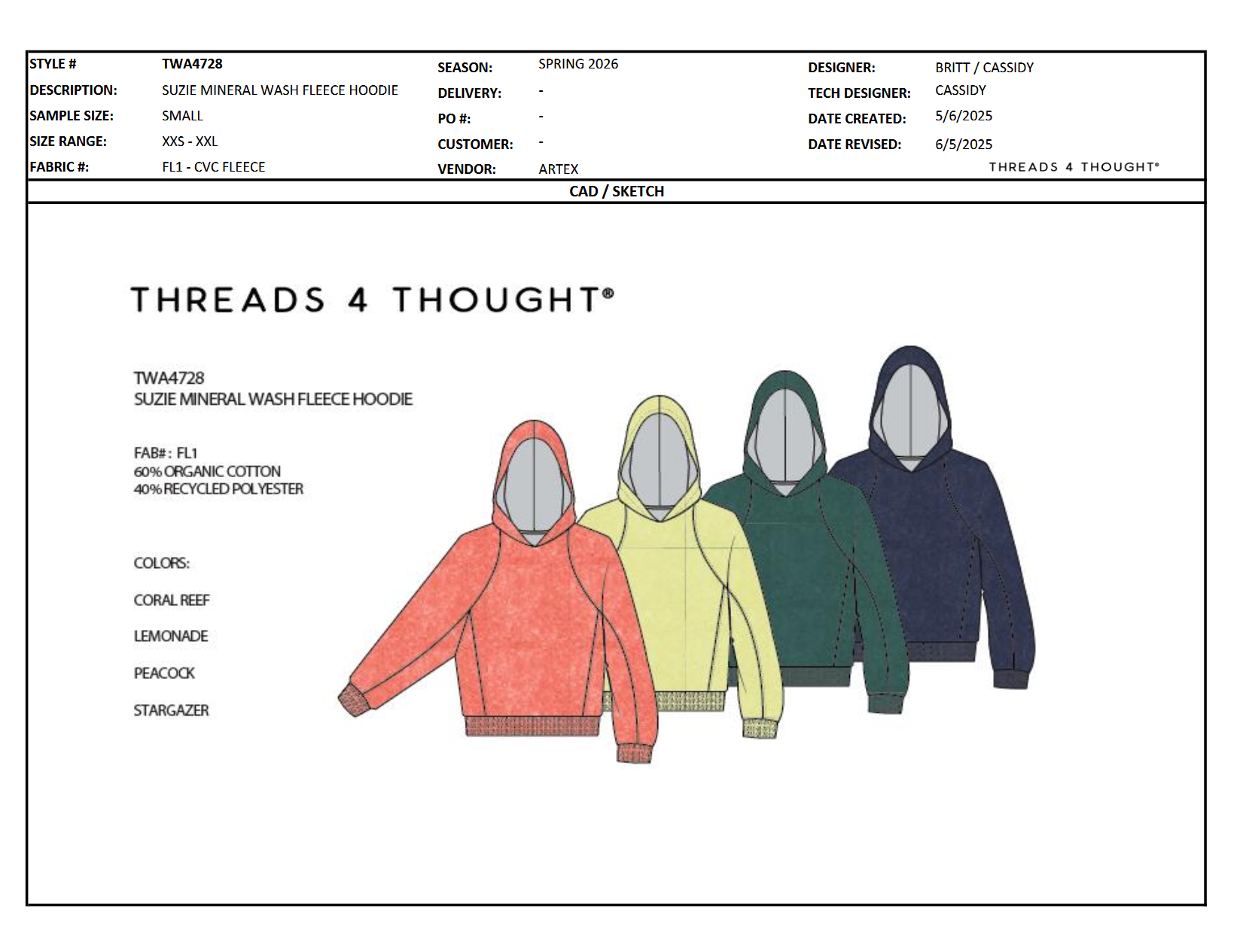 Example of a development tech pack that I created for SP26