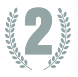 Number 2 inside a laurel wreath
