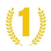 Golden number one with laurel wreaths on each side