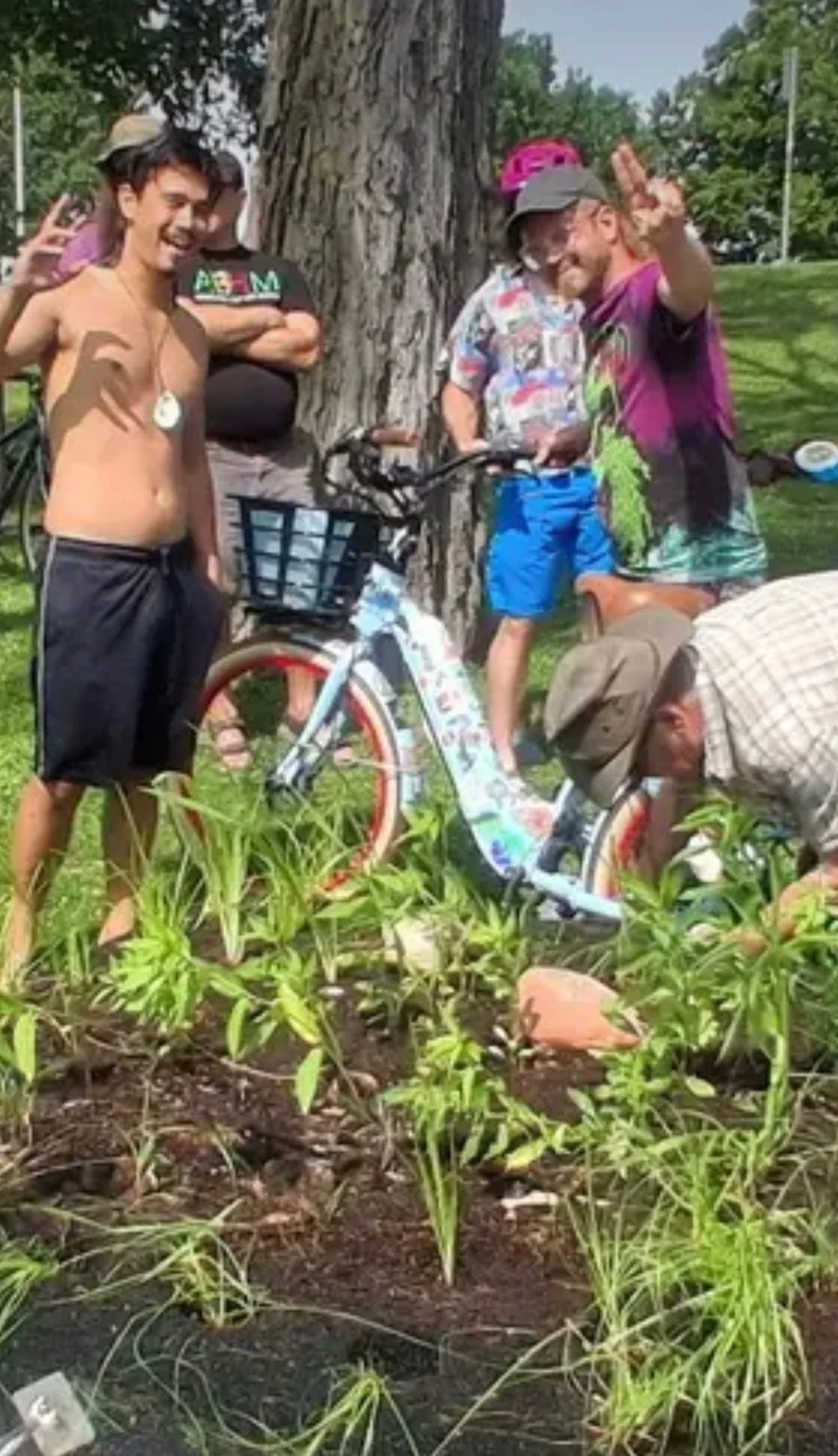 Volunteers planting native plants for the Clearwater Collective floating island project.