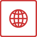 Icon of a globe inside a red outline square.