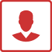 Silhouette of a person with a red background and a red border