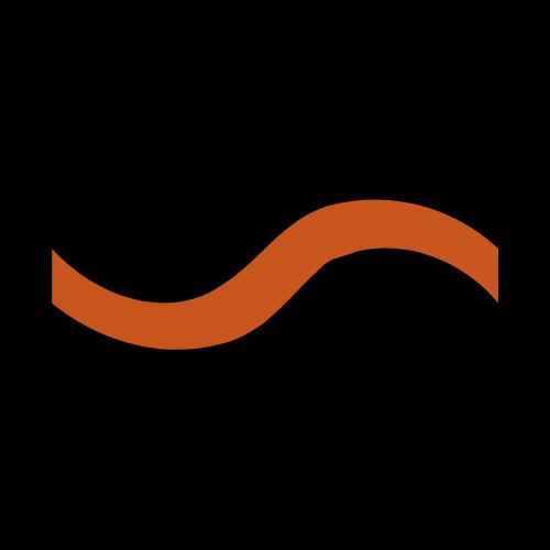 Decorative orange curved-line divider.