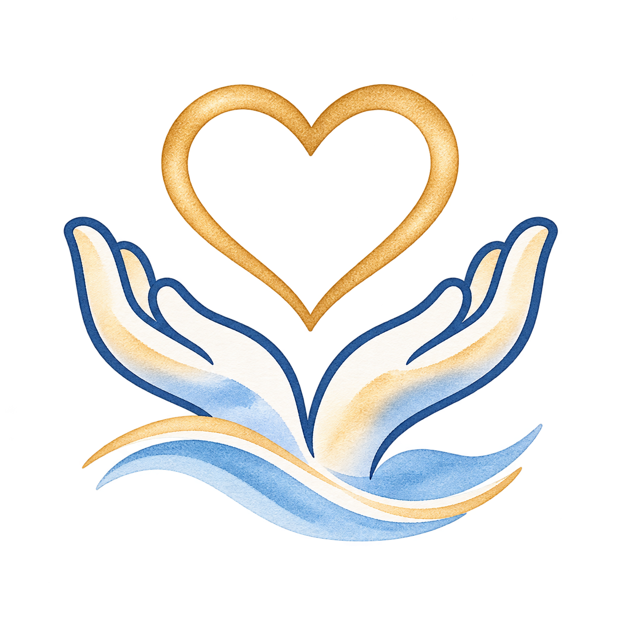 Illustration of two hands holding a glowing heart-shaped cookie or bread with an outline, above a pair of stylized hands.