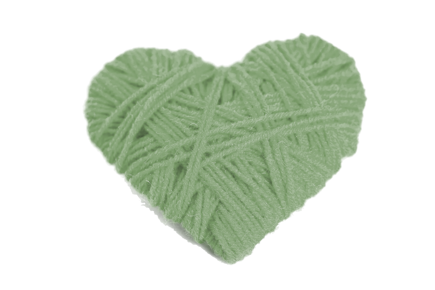 Heart made of sage green yarn