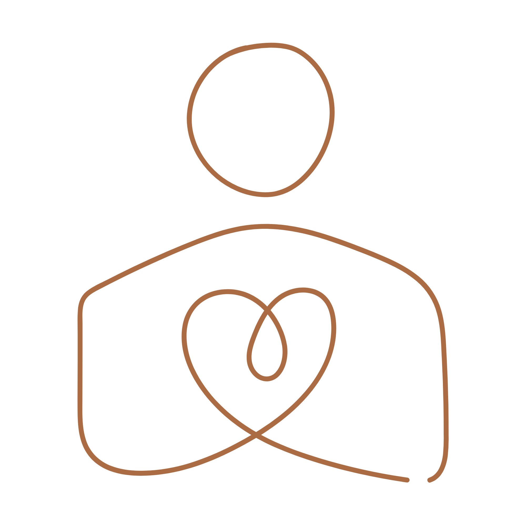 Line drawing of a woman with puffy hair, wearing a necklace, and holding a bowl.