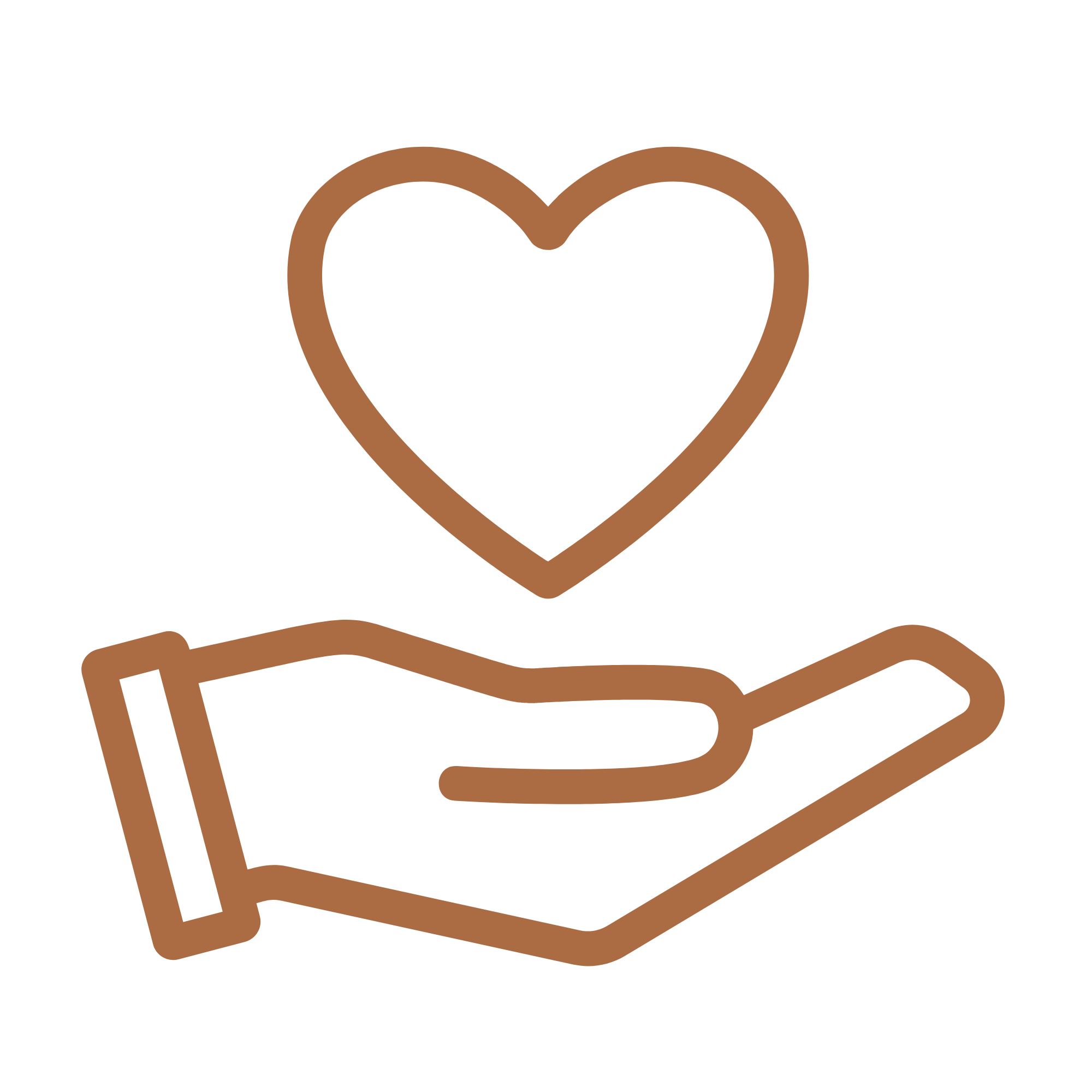 A black outline of an open book with a brown heart shape above it, set against a transparent background.