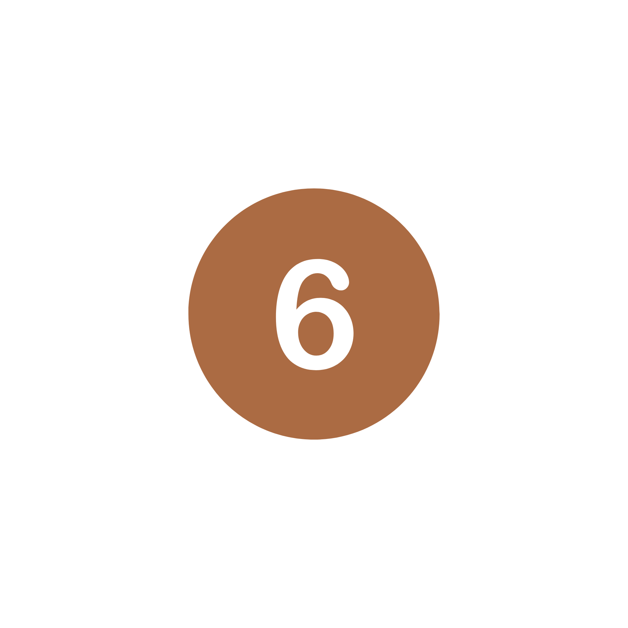 Colorful countdown timer showing the number six with black background.