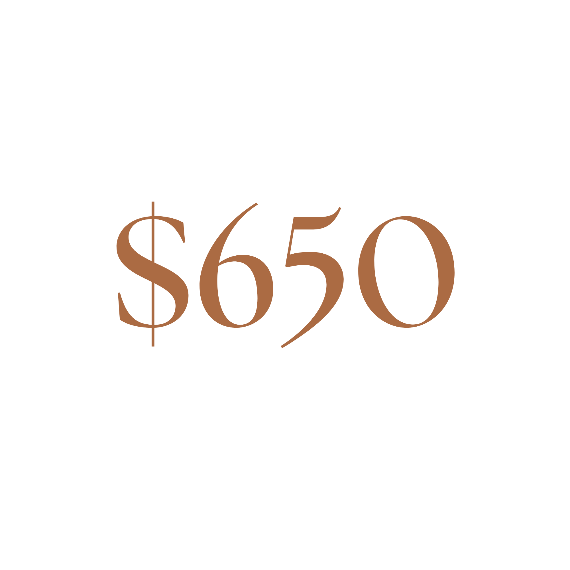 Black background with large text in brown reading '$600'