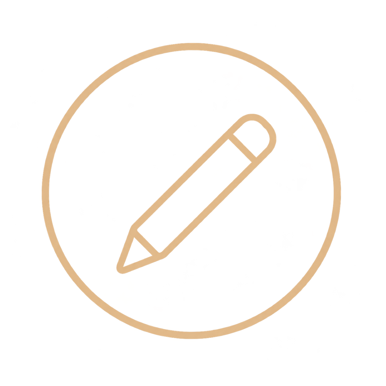 Illustration of a yellow pencil inside a yellow circle, representing editing or writing.