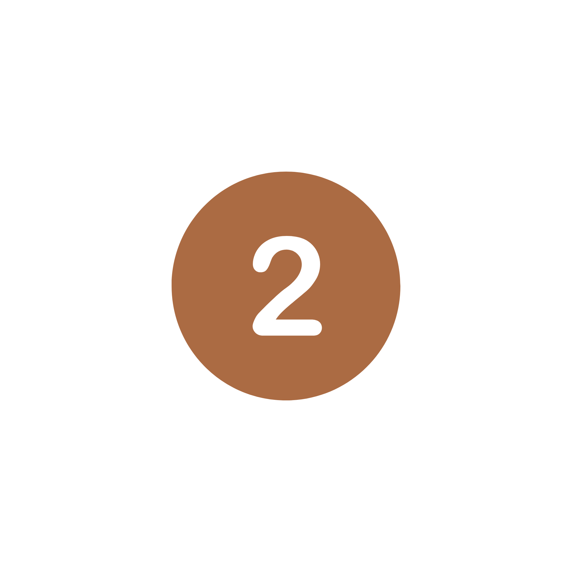 Black background with a large, light brown circle in the center containing a white number 2.