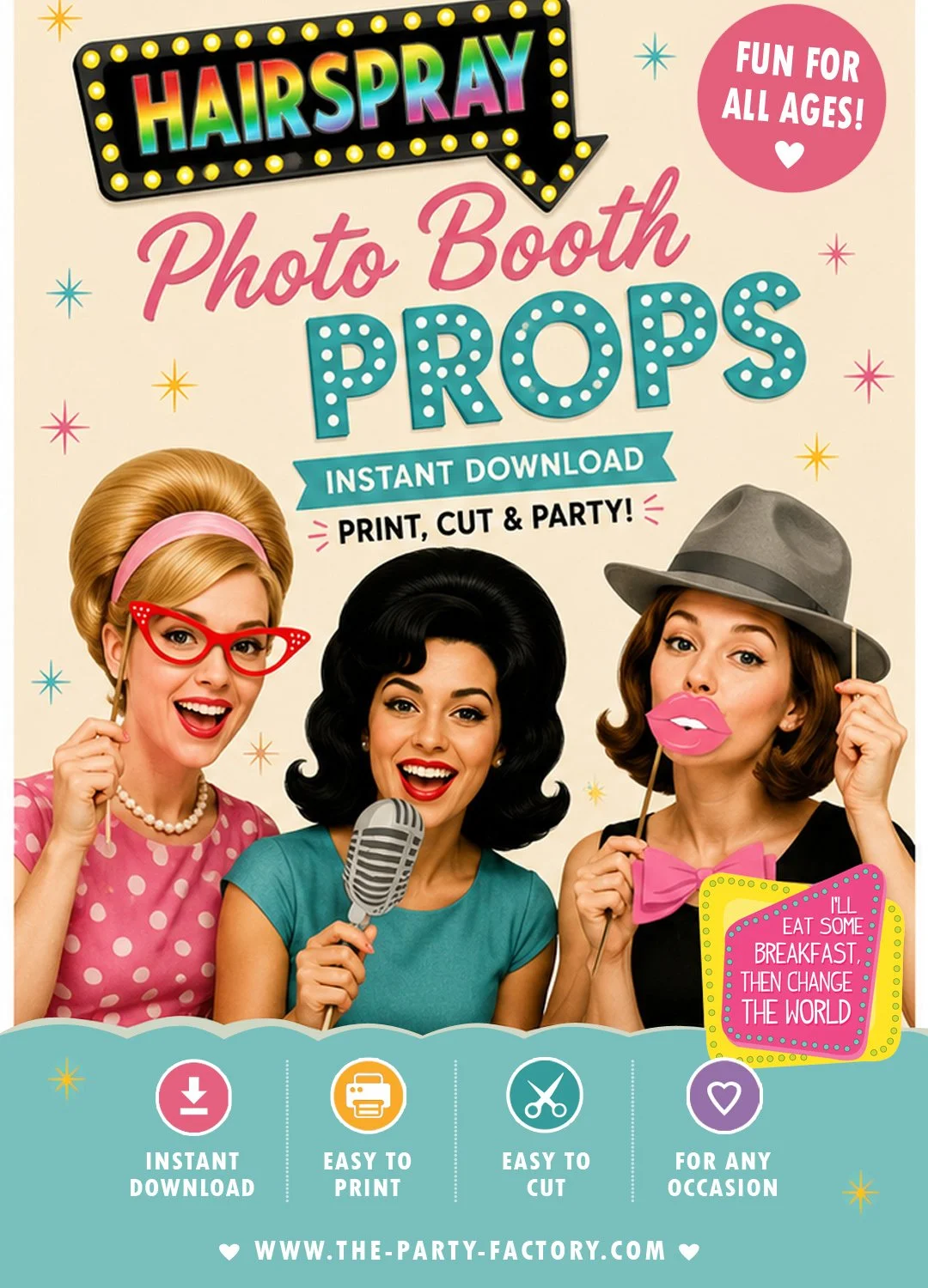 Hairspray Printable Photo Booth Props
