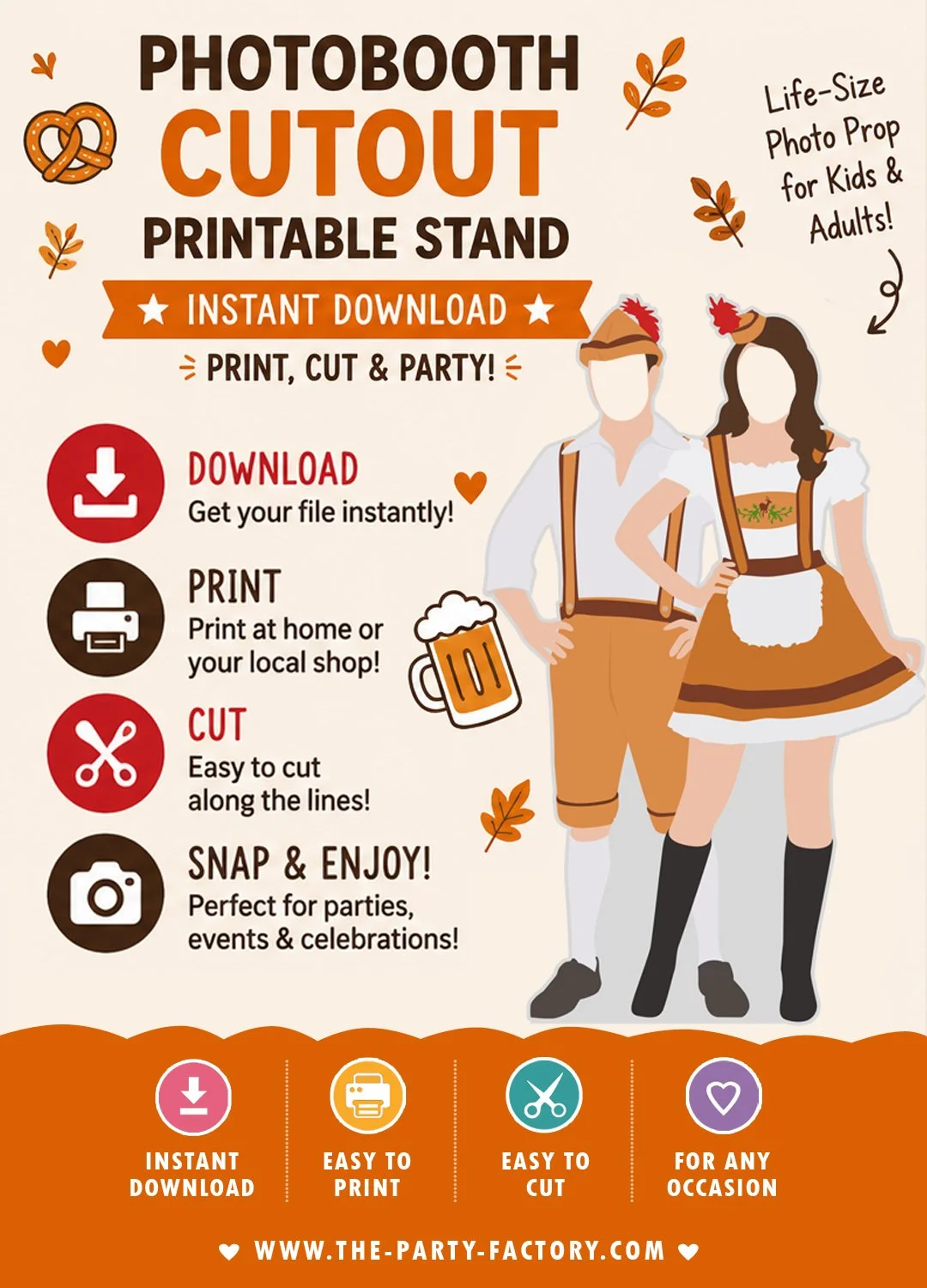 Oktoberfest Couple Printable Life-Size Photo Booth Cutout Stand