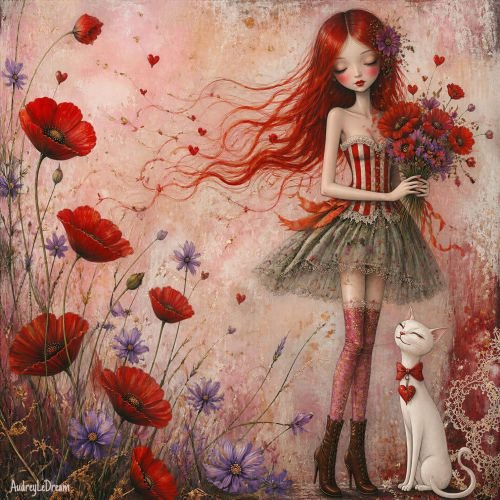 poppies and white cat (2) 500.jpg