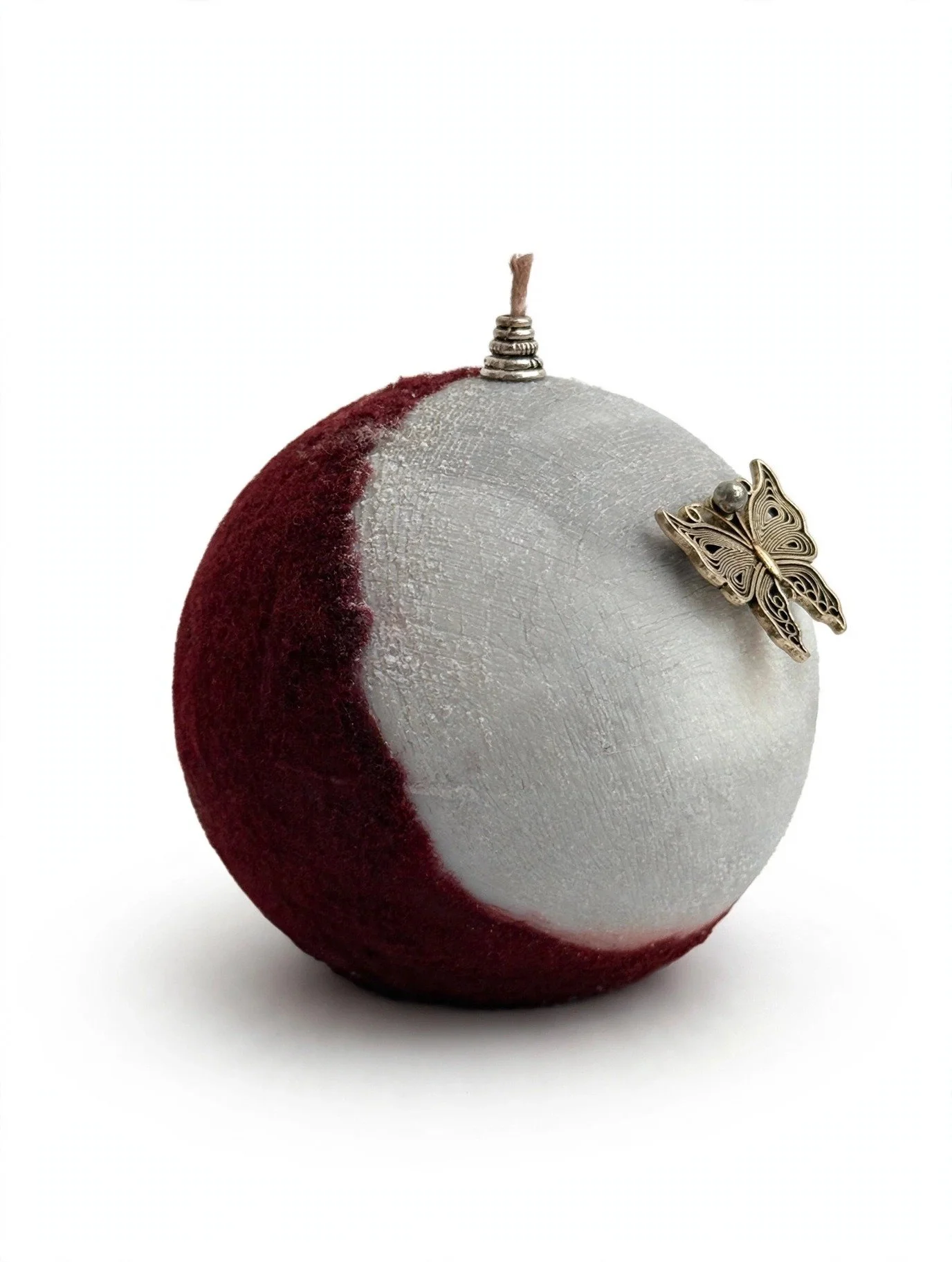 Two-Tone Red & Grey Sphere Candle