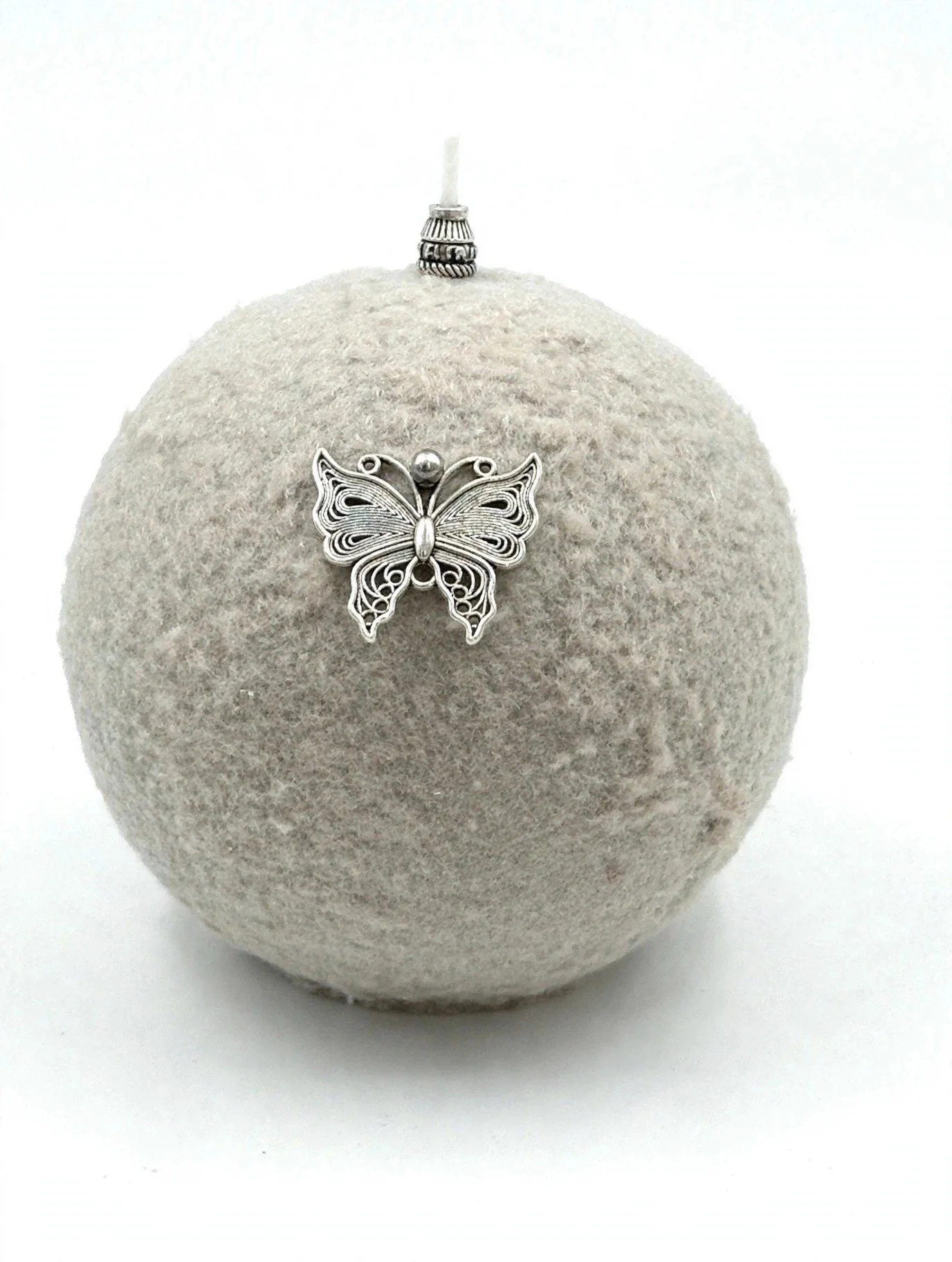 Big Grey Velvet Sphere Candle