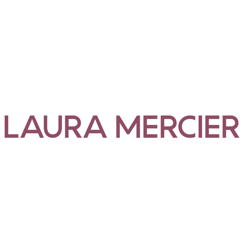 A black background with a stylized logo of a woman with long hair and a crown, and the text 'LAURA MERCIER' below it.