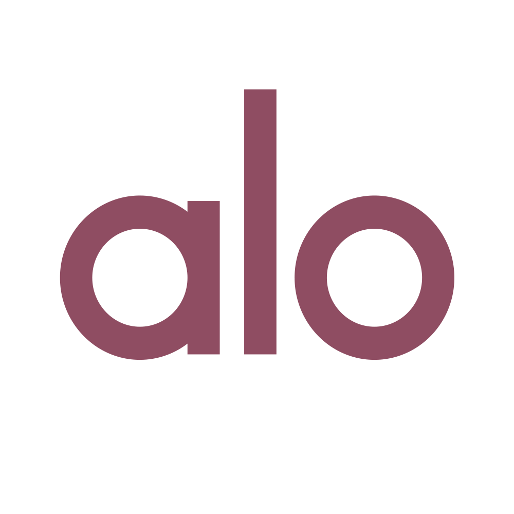 The word "alo" in lowercase purple letters on a black background.