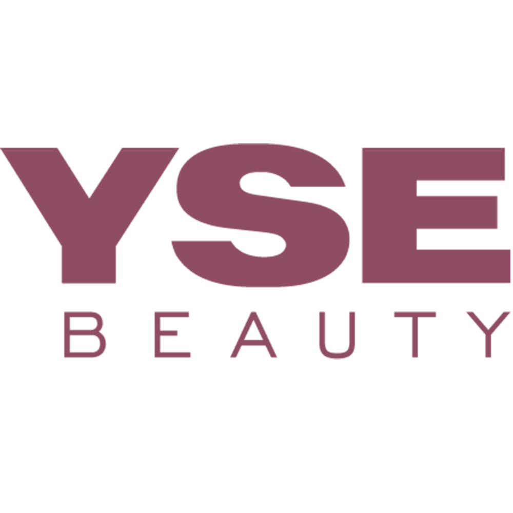 YSE Beauty logo in purple text on black background.