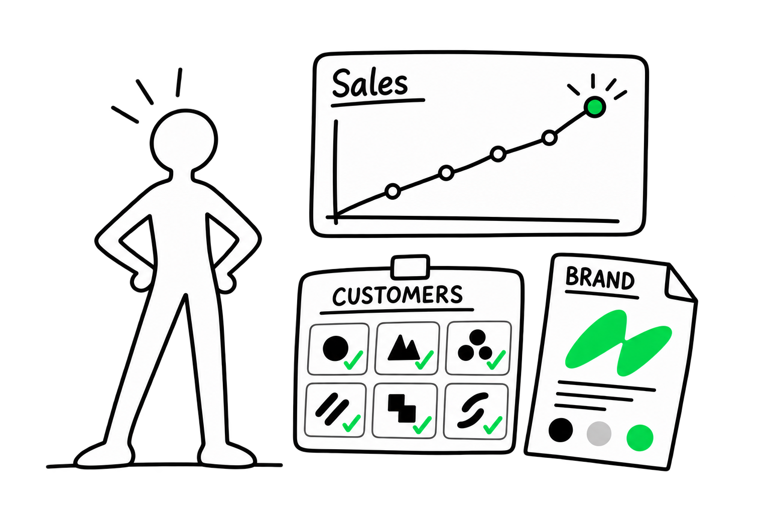 Founder reviewing stronger sales, customer growth, and brand positioning after refining the business strategy.