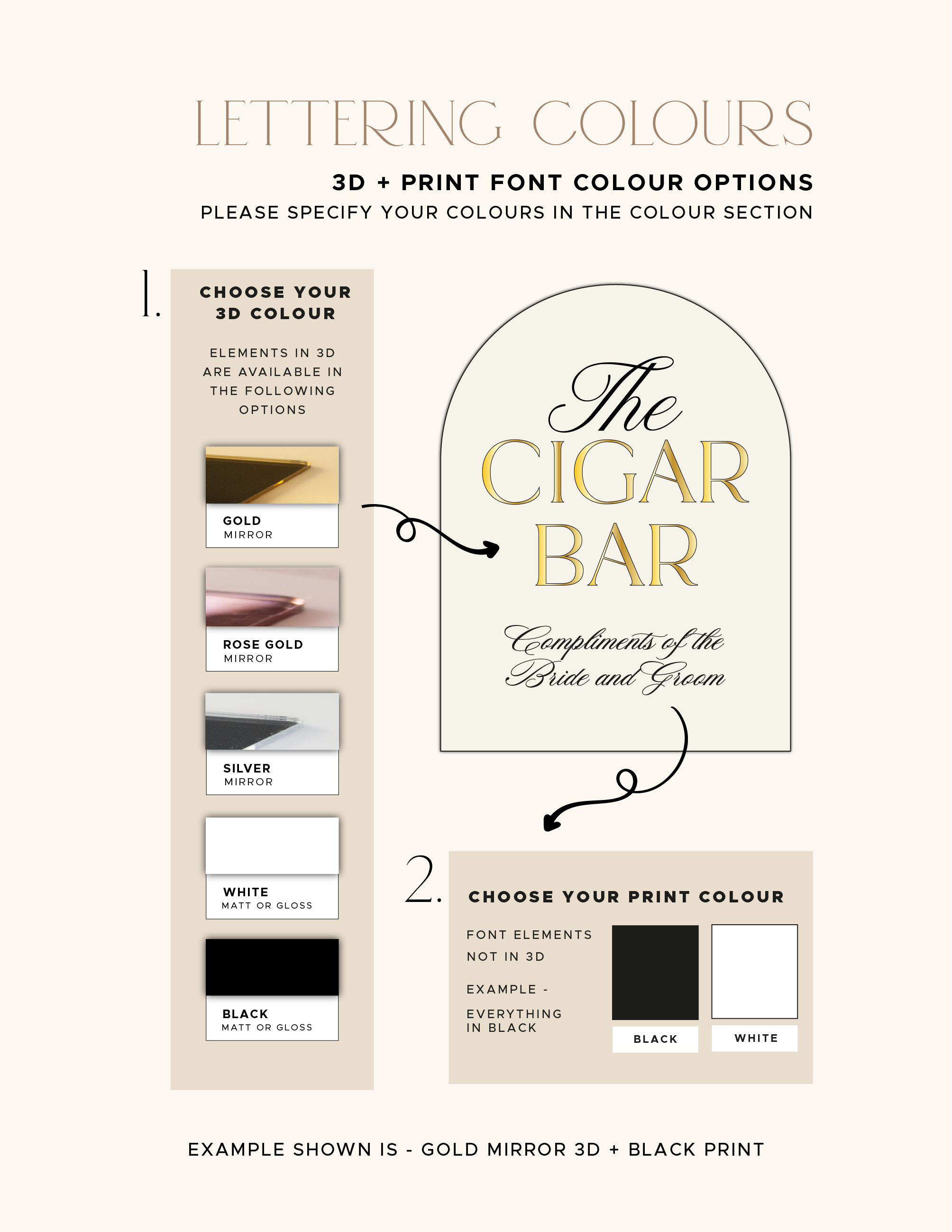 Raised acrylic lettering and printed wording options for the Cigar Bar Sign