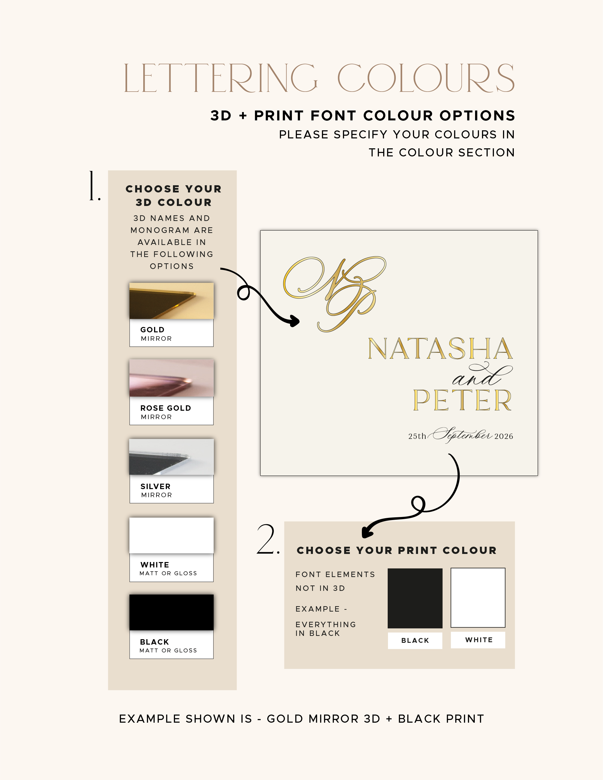 Design options for the personalised monogram acrylic wedding guestbook
