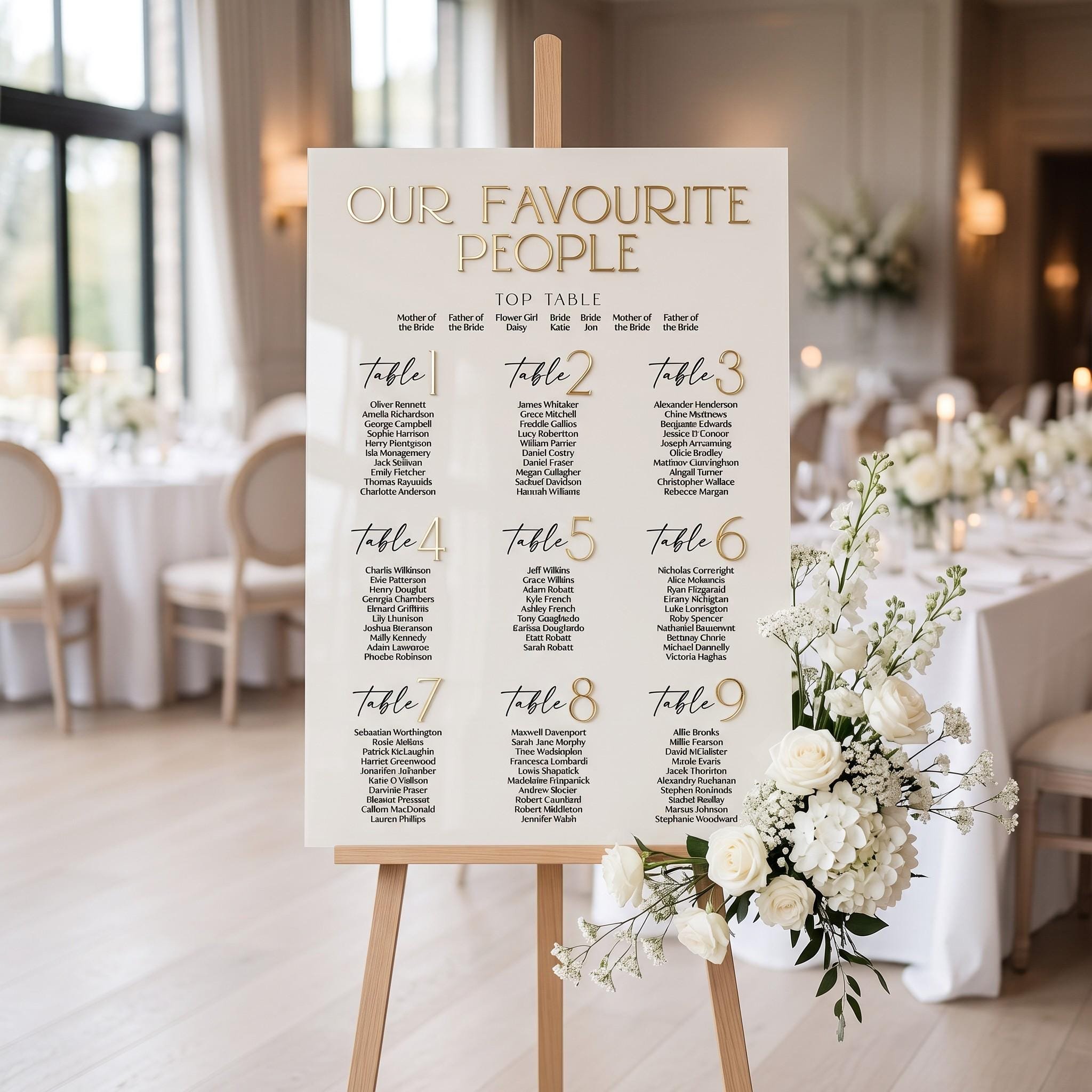 Personalised 3D Number Acrylic Wedding Seating Plan