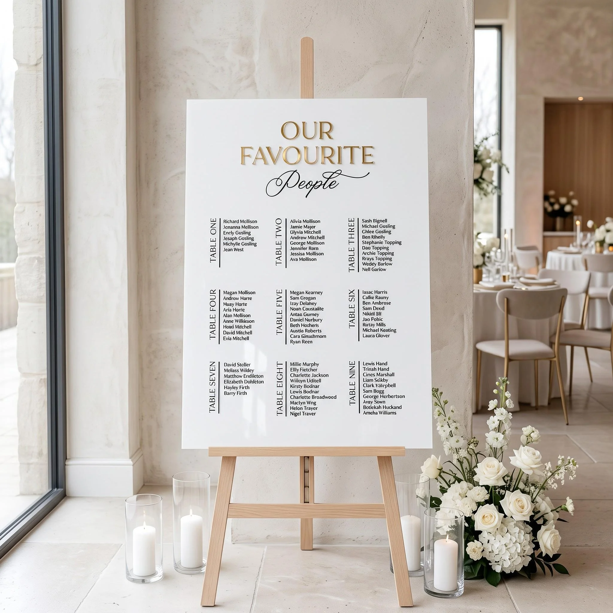 Personalised Printed Number Acrylic Wedding Seating Plan