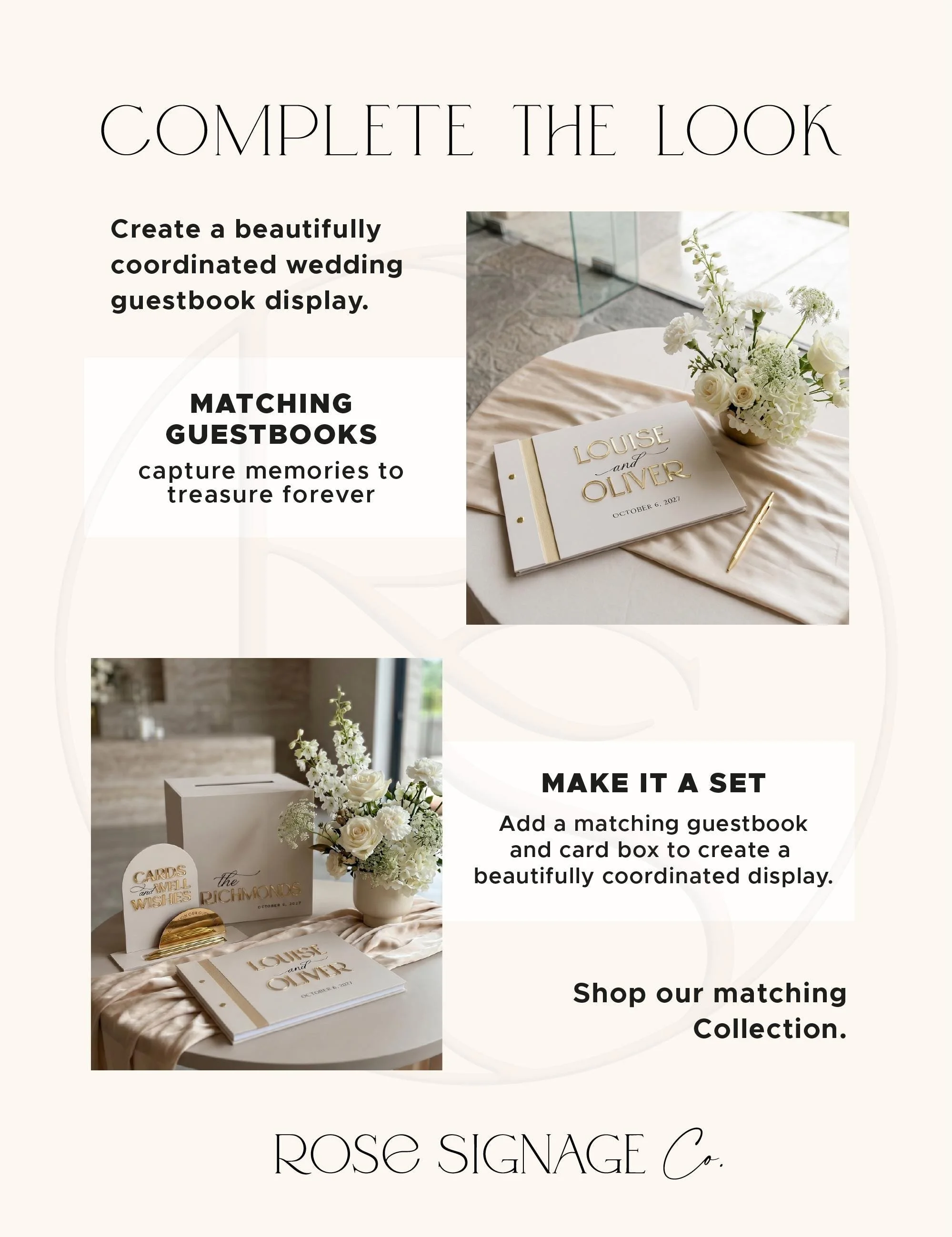 Coordinating acrylic wedding guestbook and Guestbook Sign collection